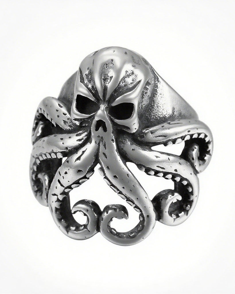 Vintage Punk Men Octopus Titanium Steel Ring
