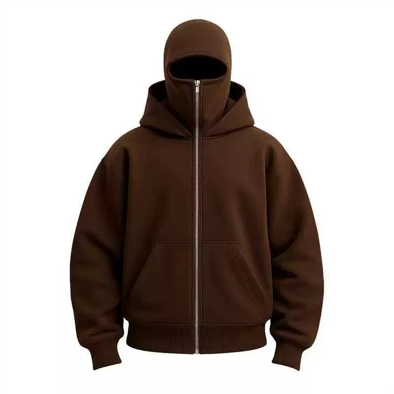 Big & Tall Men's Solid Color Fleece Zipped Double Hood  Zipper Hoodie Sweatshirt