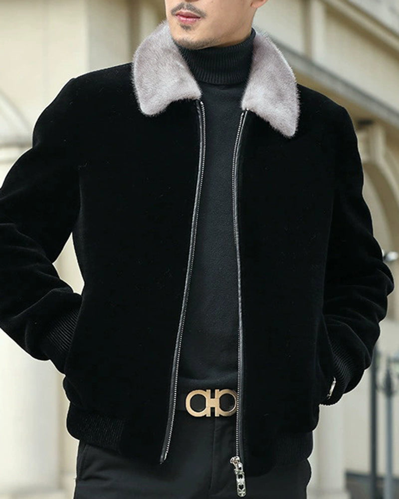 Big & Tall Men's Thickened Mink Laps Men's Jacket L-4XL