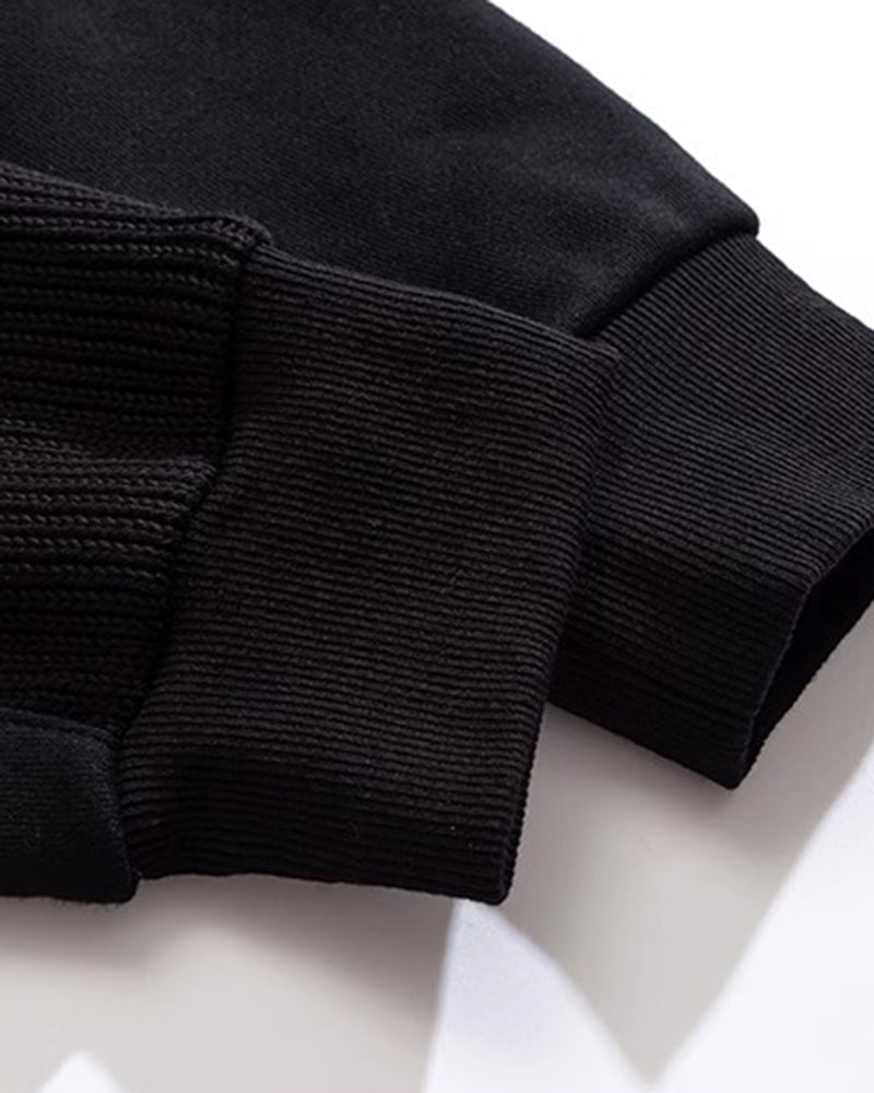 Big & Tall Men's Splicing Pocket Crewneck Plus Velvet Crewneck Sweatshirt 2XL-8XL