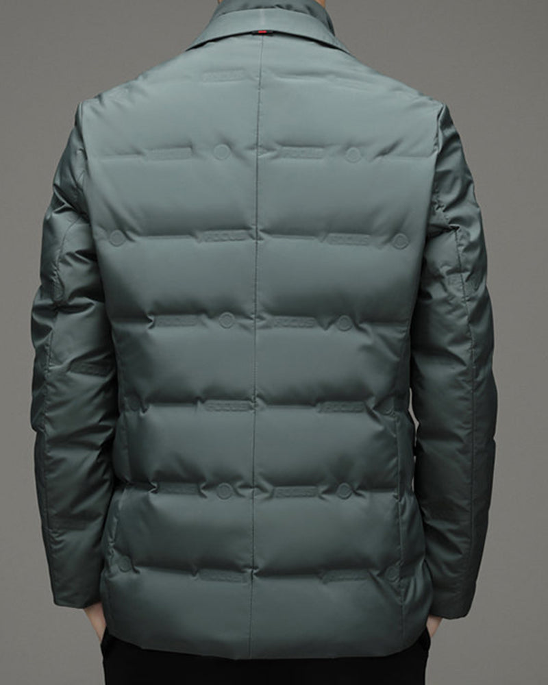 Big & Tall Men's Winter Down Suit Can Be Removable With Vertical Collar Fake Two-piece M-6XL