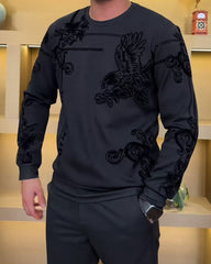 Big & Tall Men's Pattern Thickened Round Neck Sweater M-5XL