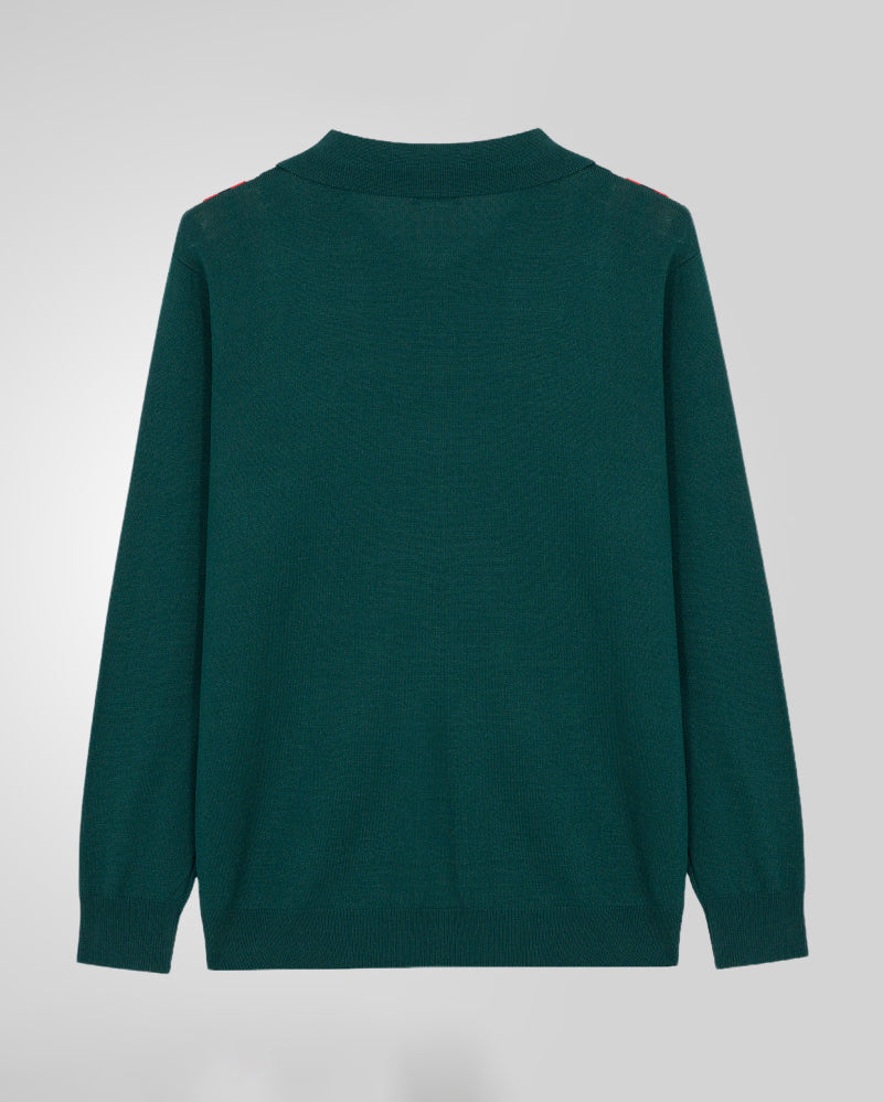 Big & Tall Men's Business Colorblock Striped Long Sleeve Polo Sweater M-3XL