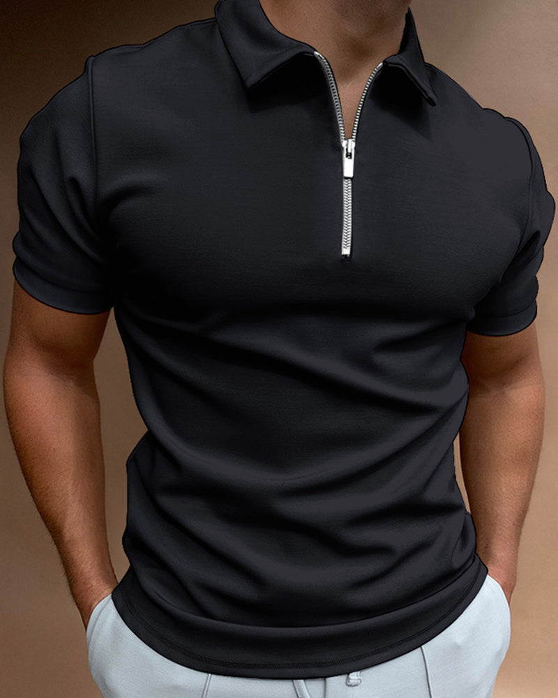 Summer Men's Polo Shirt Solid Color Short-sleeved Lar T-shirt Casual Fit Top Large Size