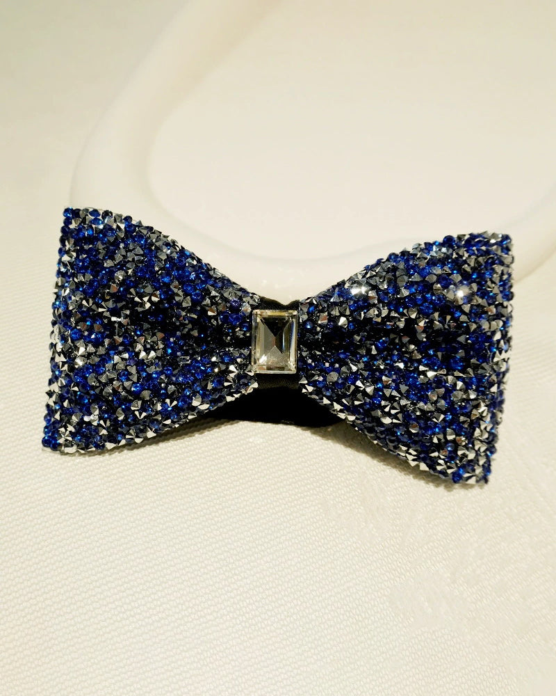 3D Crystal Fashion Sharp Horn Bow Tie