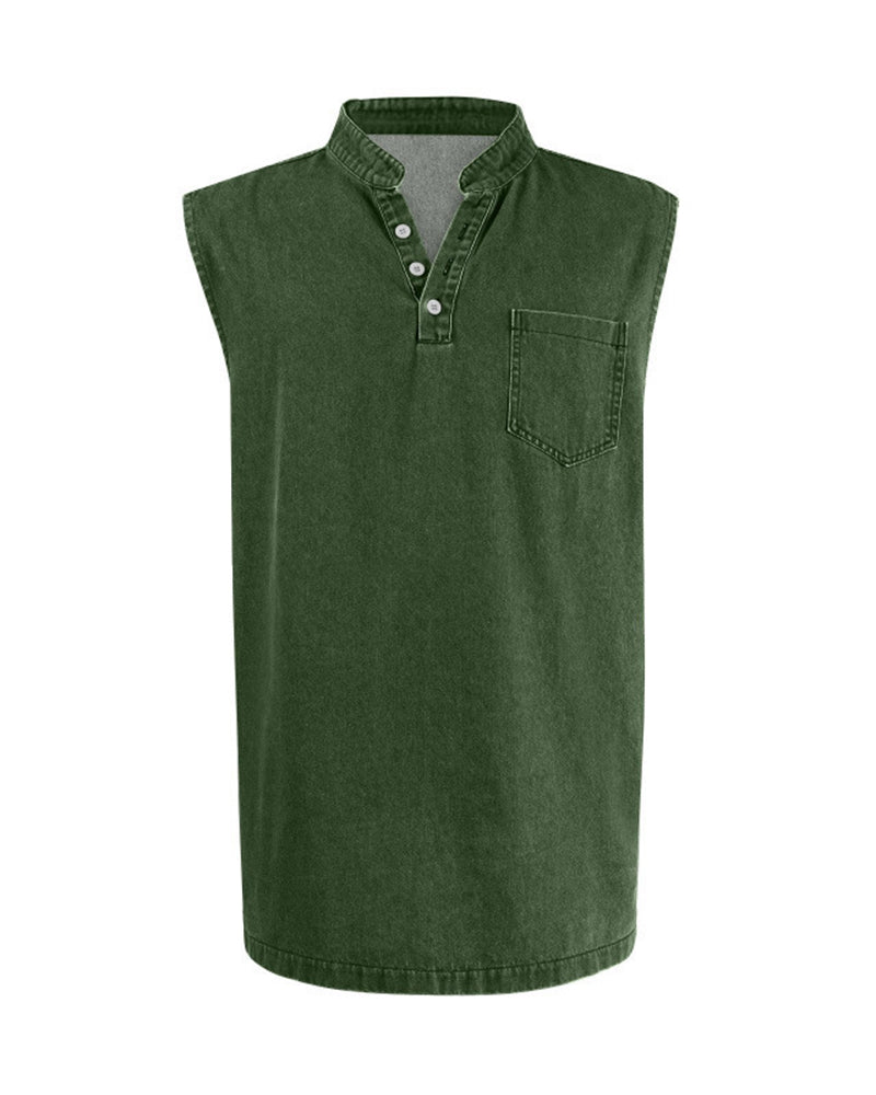 Large-size Men's Explosive Three-button Sleeveless T-shirt Washable Casual Fashionable Vest