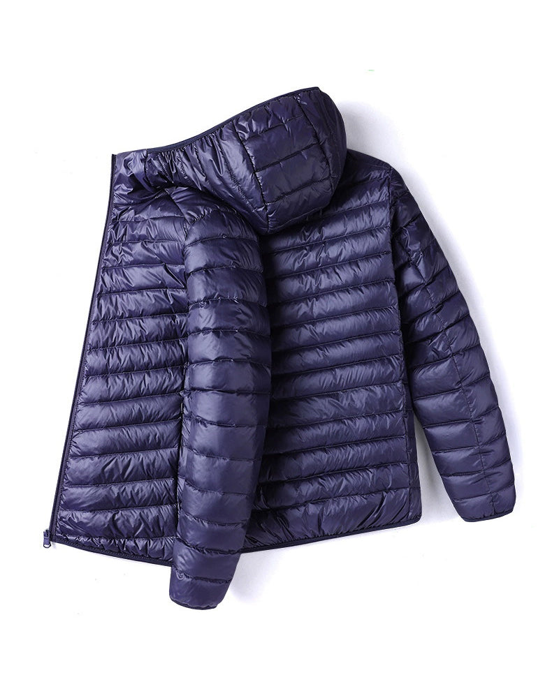 Big & Tall Men's Solid Color Hooded Collar Light Down Cotton-padded Jacket M-5XL