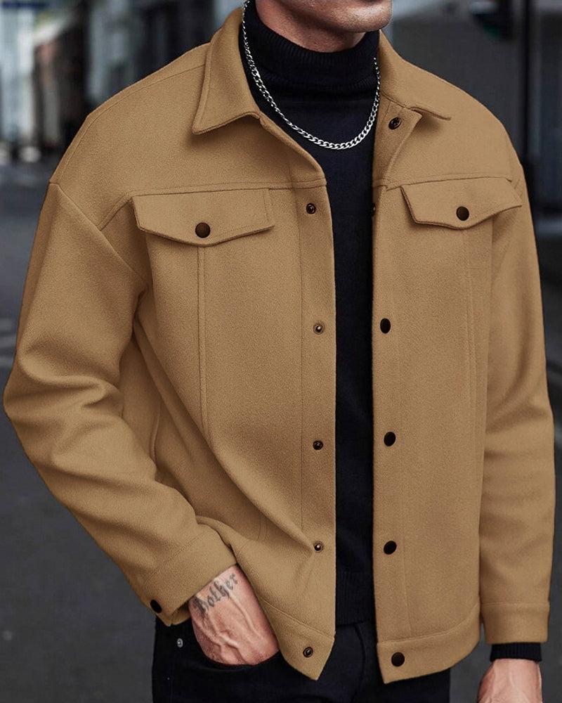 Big & Tall Men's Business Lapel Tweed Coat Jacket S-3XL