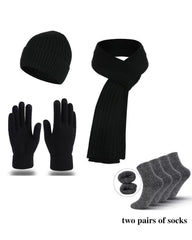 Winter Warm Scarf Gloves Socks Hat 5-piece Set Of Touch Screen For Men And Women