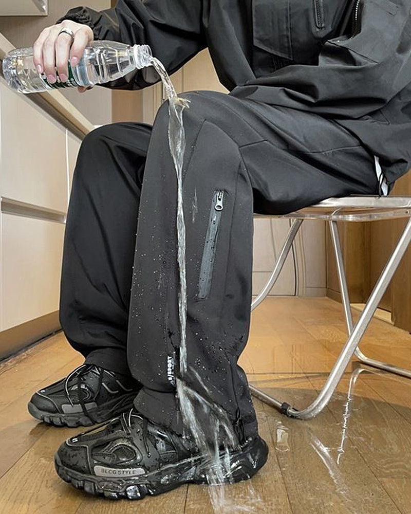 Big & Tall Men's Waterproof Charge Soft Shell Thickened Loose Straight Leg Pants M-5XL