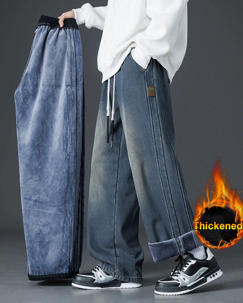 Big & Tall Men's Thickened Loose Straight Denim Pants M-8XL