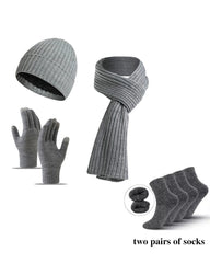 Winter Warm Scarf Gloves Socks Hat 5-piece Set Of Touch Screen For Men And Women