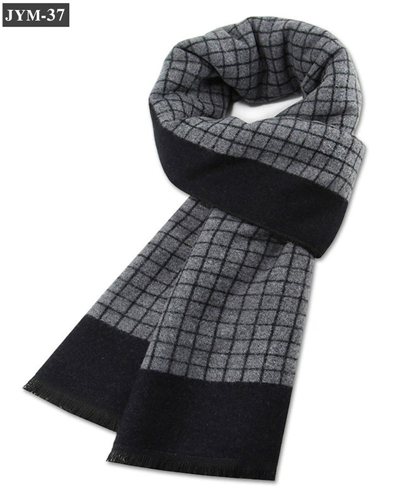 New Men's Scarf Wool Blended Plaid Scarf Men's Winter Warm Plaid Scarf Factory Customized Wholesale