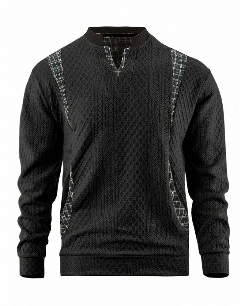 Big & Tall Men's Contrast Color Pullover Knit V-Neck Top S-3XL