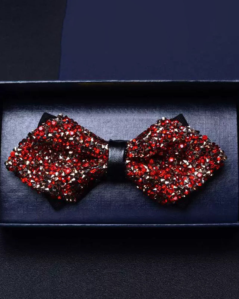 3D Crystal Fashion Sharp Horn Bow Tie