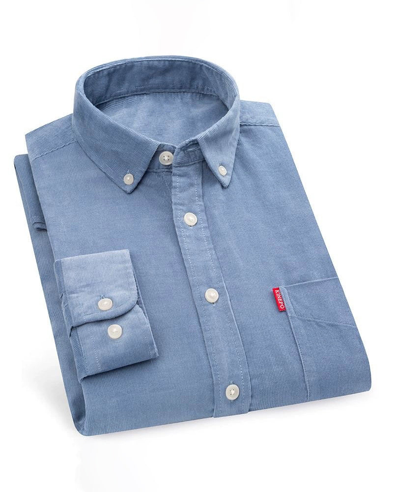 Big & Tall Men's Casual Corduroy Lined Cotton Long Sleeve Shirt S-4XL