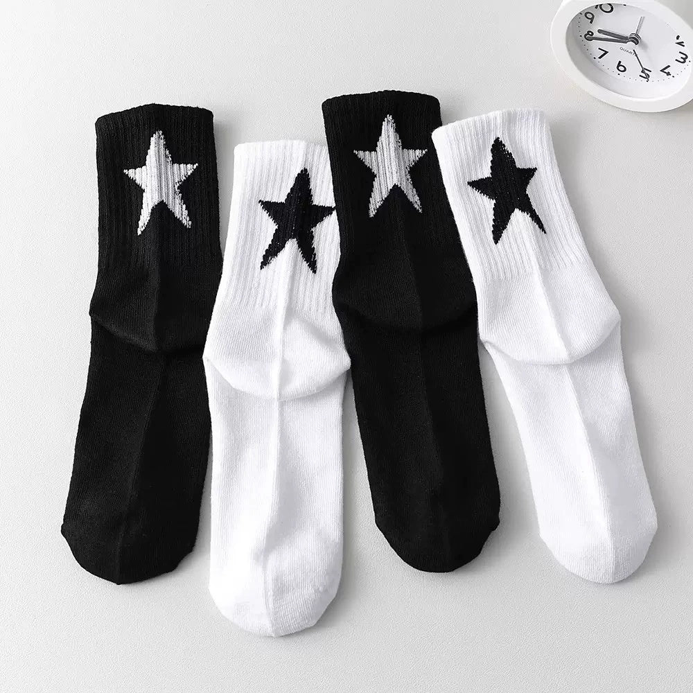 5 Pairs/10 Pairs Men/Women Solid Color Ankle Socks,  Black & White, Versatile Crew Socks For All Seasons, Fall