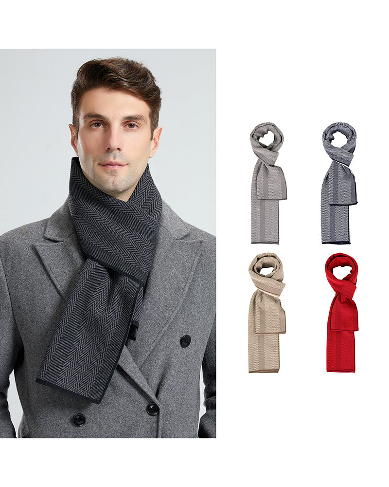 Autumn And Winter Business Herringman Fine Plaid Cashmere Knitted Scarf