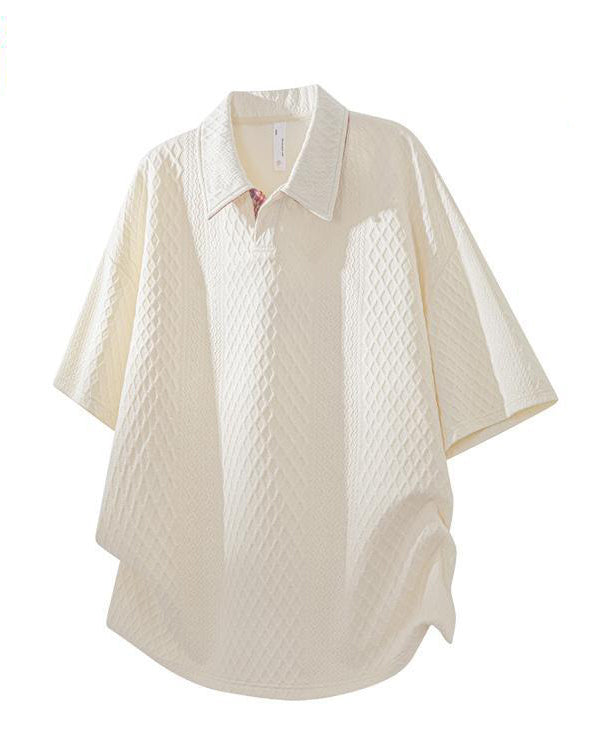 Men's Large Size Polo Shirt Set Breathable/Comfortable/Loose/Jacquard/High Fashion Summer New Casual Trendy Short Sleeve Shorts Two-piece Set