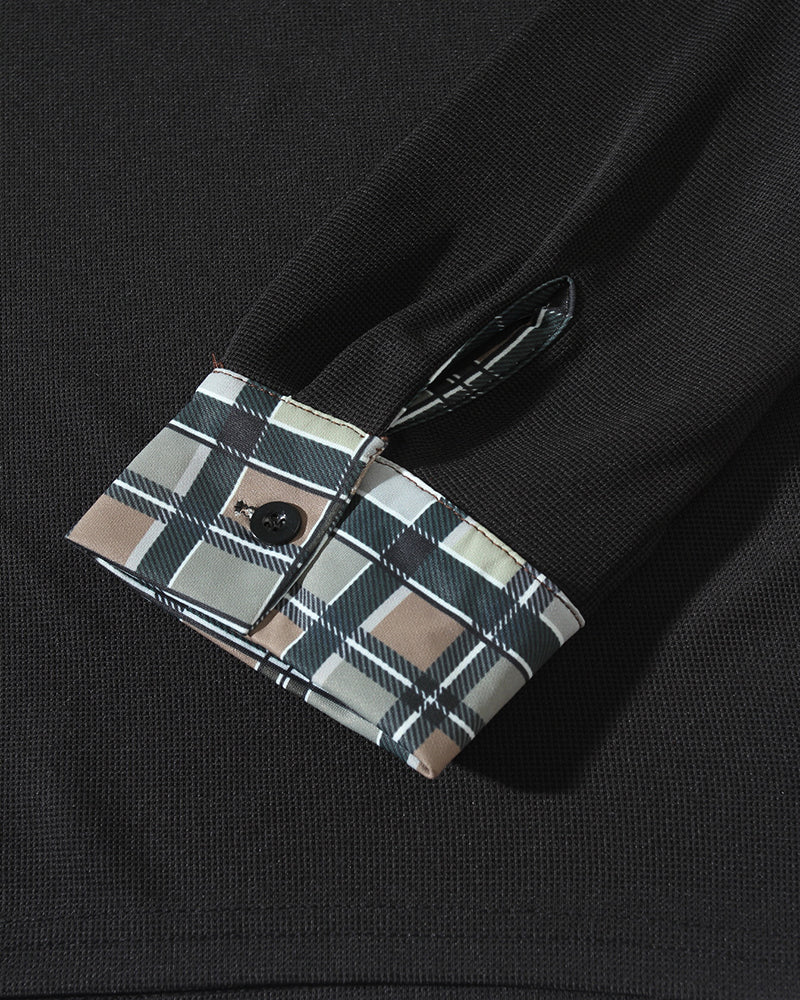 Big & Tall Men's Plaid Long-sleeved Polo Shirt With Lapel S-2XL