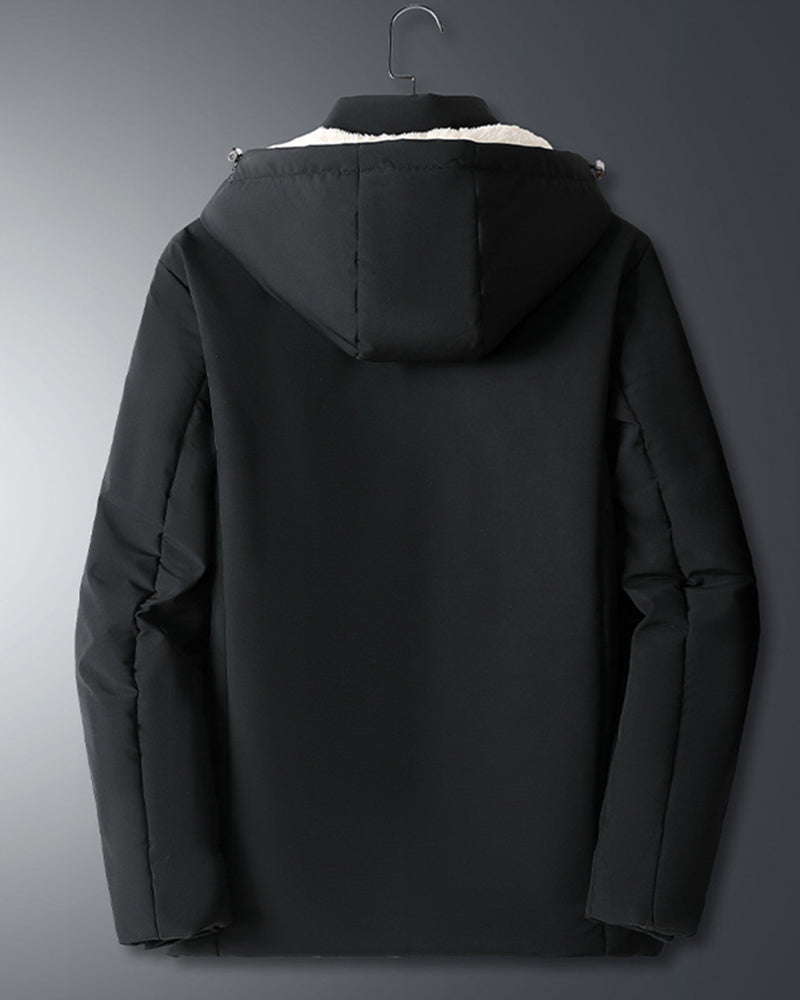 Solid Color Thickened Lamb Fleece Cotton-padded Jacket L-8XL