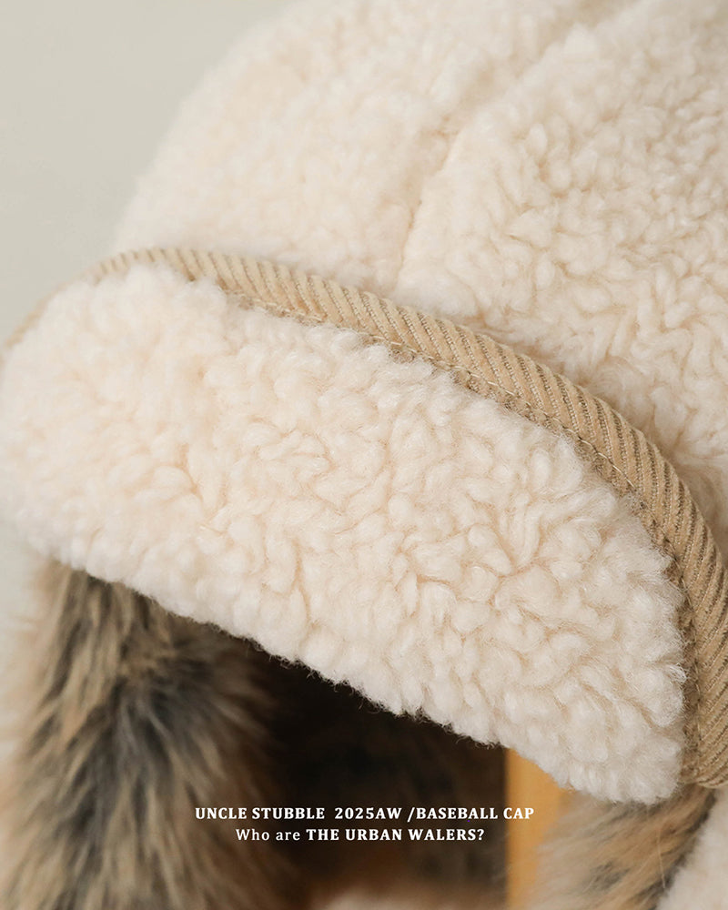 Thickened Lamb Fleece Ear Protection Flying Hat Unisex
