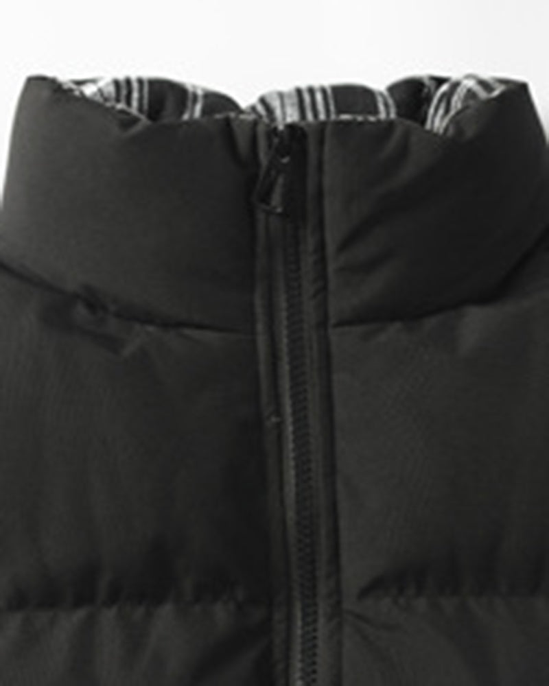 Big & Tall Men's Plaid Stitching Down Cotton Thickened Vest M-5XL