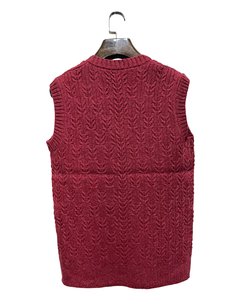 Big & Tall Men's Solid Color Twisted V-neck Knitted Waistcoat S-3XL