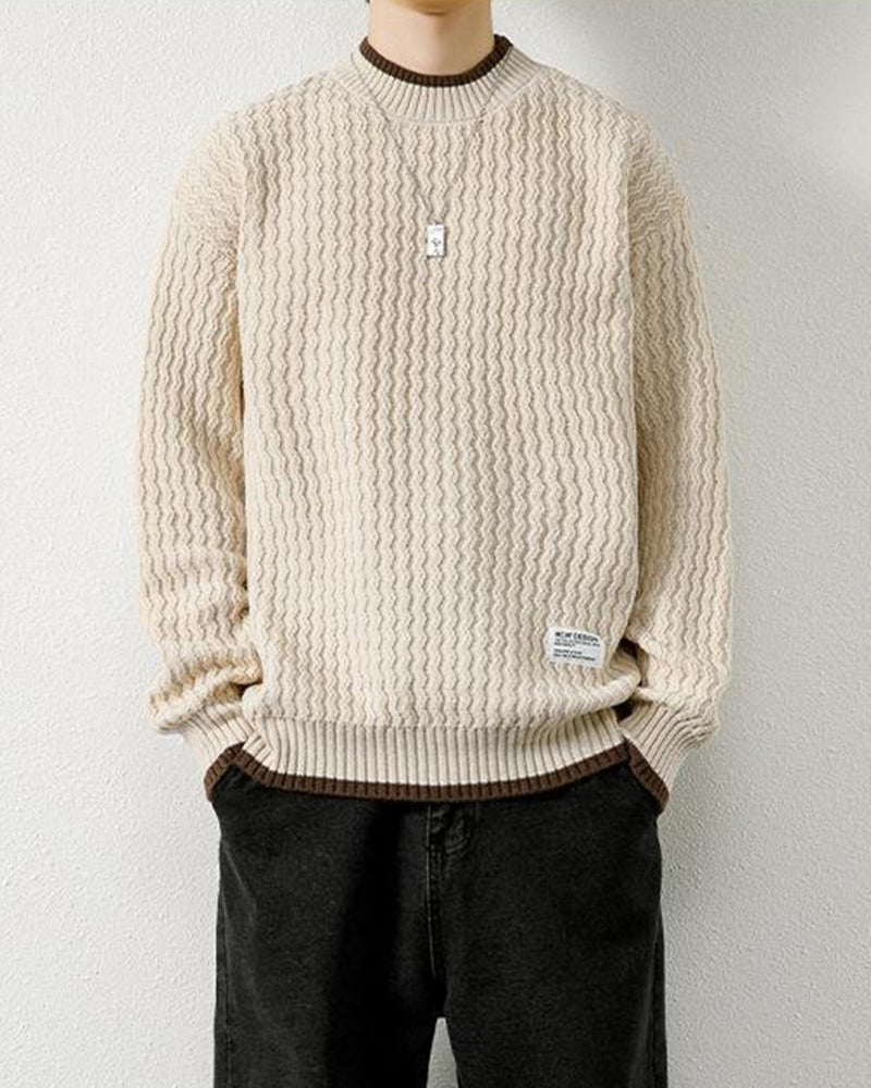 Big & Tall Men's Casual Stitching Long Sleeve Bottoming Sweater M-3XL