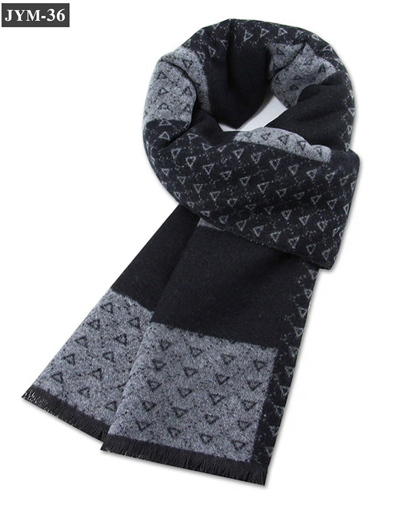 New Men's Scarf Wool Blended Plaid Scarf Men's Winter Warm Plaid Scarf Factory Customized Wholesale