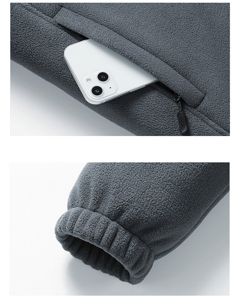 Big & Tall Men's Fleece Solid Color Zip Jacket Coat M-8XL