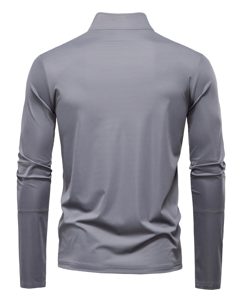 Big & Tall Men's Sunscreen UPF100 Base Shirt Long Sleeve Half Zipper T-shirt S-2XL