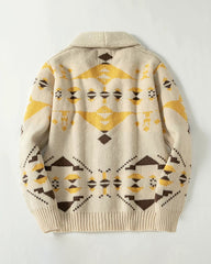 Big & Tall Men's Vintage Jacquard Laps Long Sleeve Cardigan Jacket M-3XL