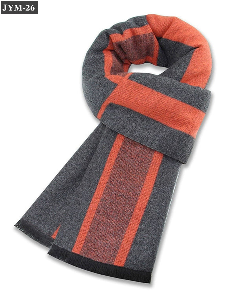 Wool Blend Plaid Scarf Men's Winter Warm Plaid Scarf