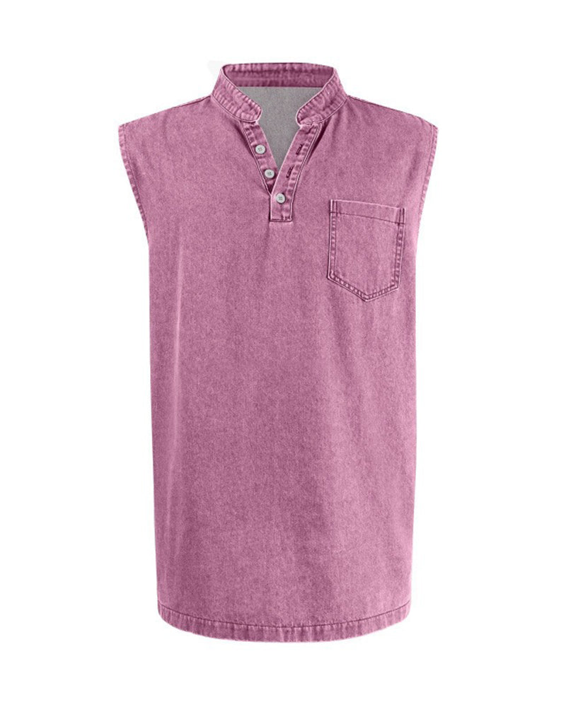 Large-size Men's Explosive Three-button Sleeveless T-shirt Washable Casual Fashionable Vest
