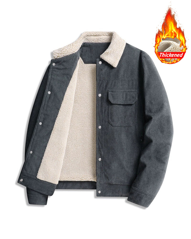 Big & Tall Men's Thickened Lamb Corduroy Casual Jacket L-9XL