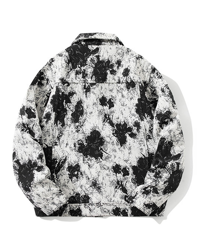 Big & Tall Men's Embroidered Denim Jacket Coat M-4XL