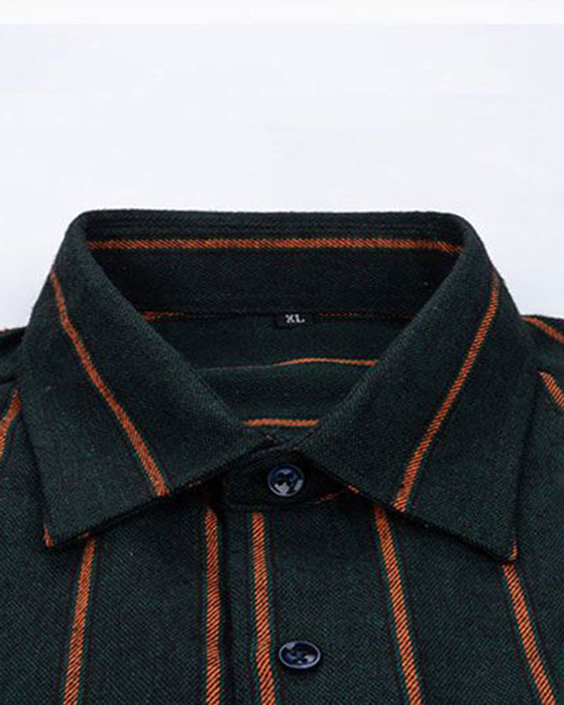 Big & Tall Men's Cotton Sanding Plaid Striped Long Sleeve Shirt M-5XL