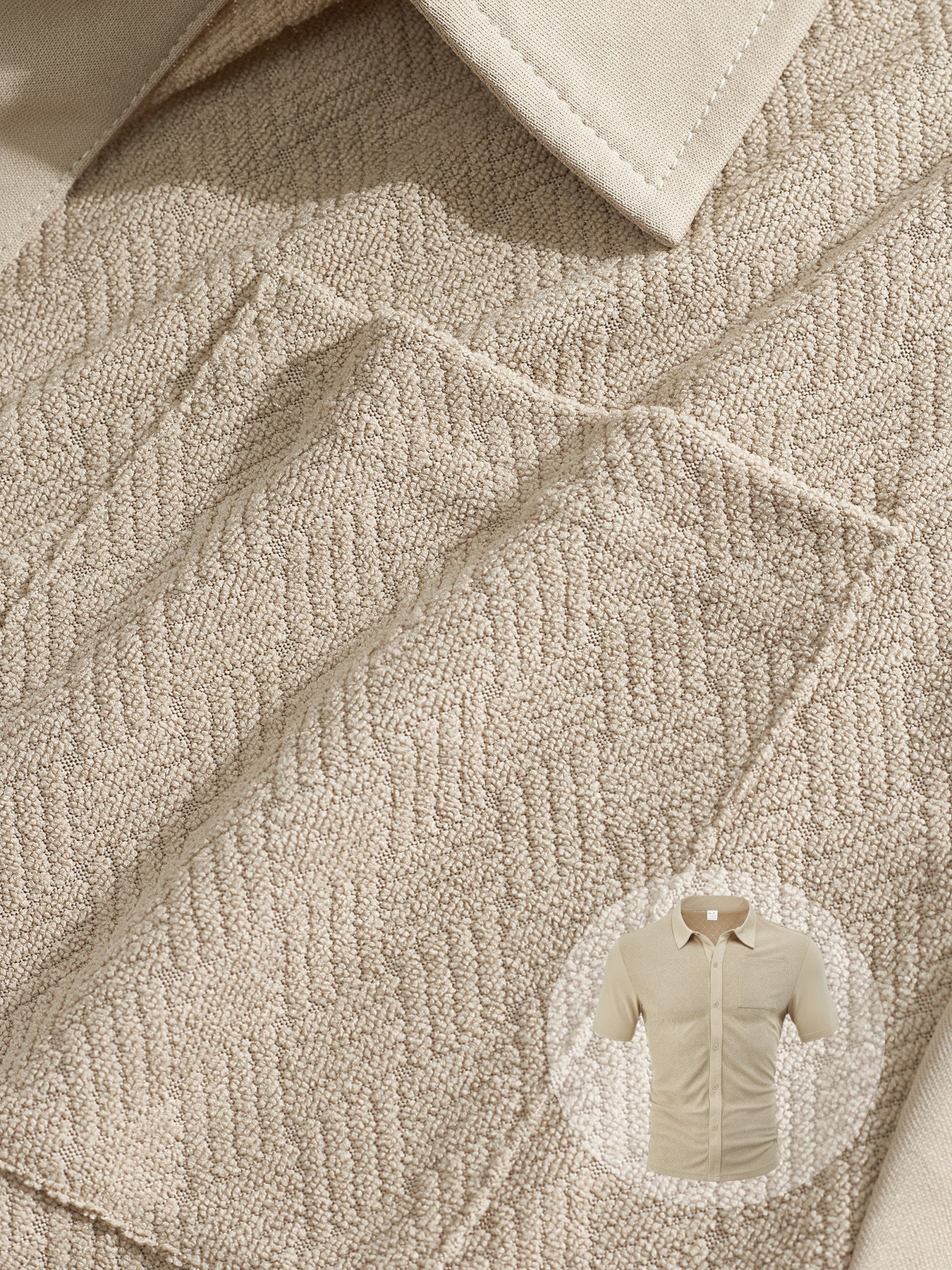 S-3XL Lapel Towel Jacquard Short Sleeve Shirt