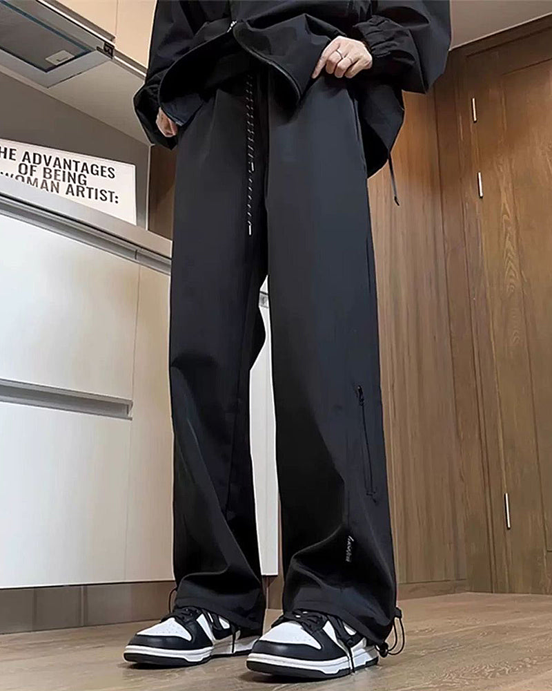 Big & Tall Men's Waterproof Charge Soft Shell Thickened Loose Straight Leg Pants M-5XL