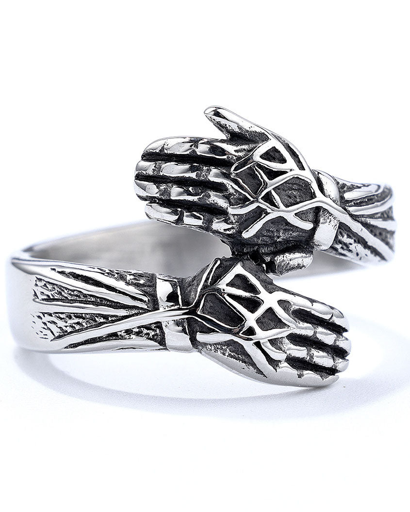 Retro Men's Ring With Hands