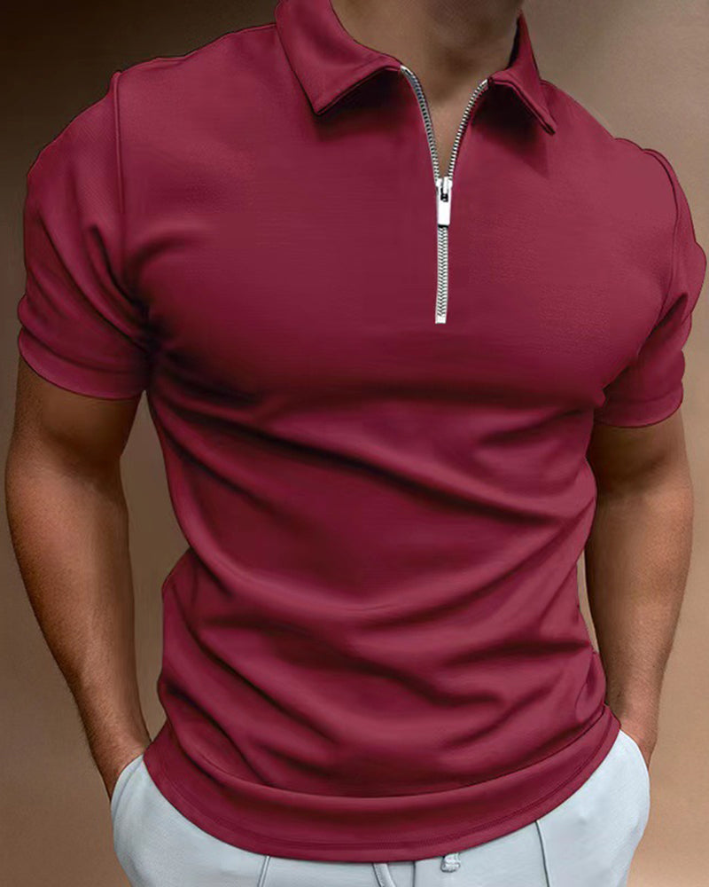 Summer Men's Polo Shirt Solid Color Short-sleeved Lar T-shirt Casual Fit Top Large Size