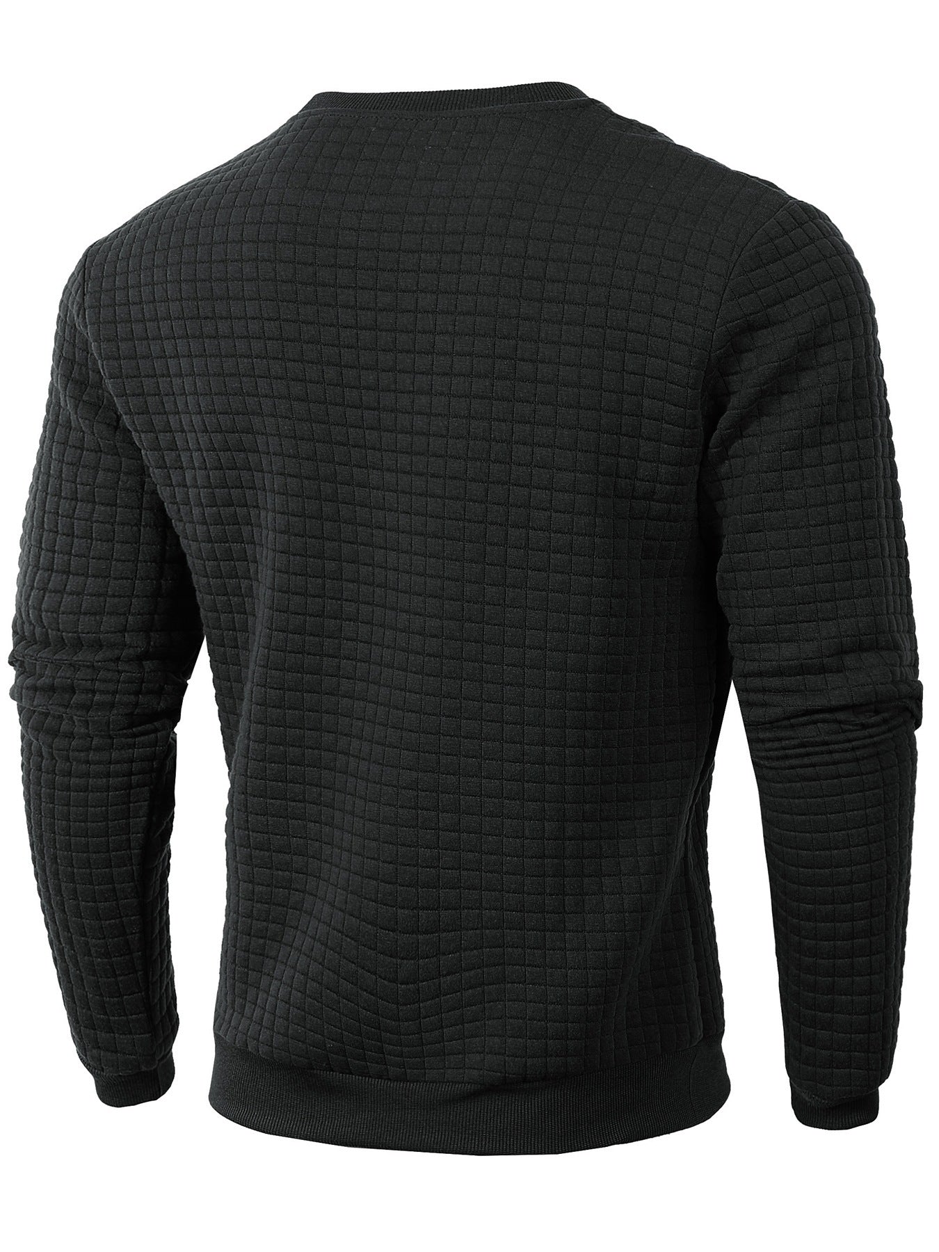Big & Tall Men's Slim Fit Solid Color Crewneck Long Sleeve Small Square Casual Base Wear S-3XL