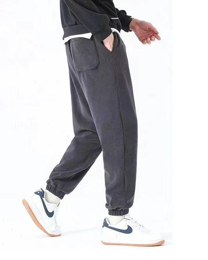 Big & Tall Men's Padded Double-sided Polar Fleece Solid Color Toe Sports Pants M-5XL
