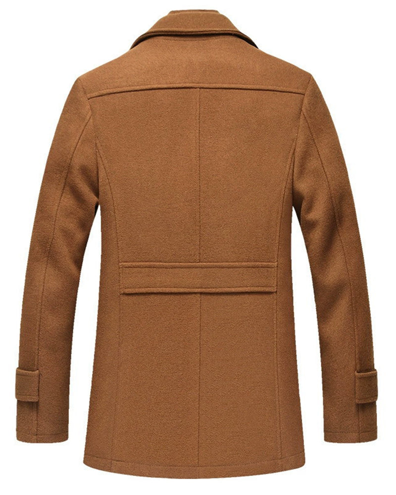 Big & Tall Men's Business Non-ironing Double Collar Tweed Plus Cotton Wool Coat M-4XL