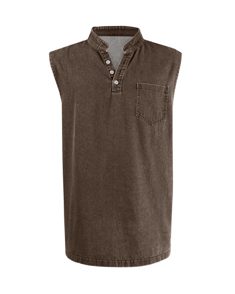 Large-size Men's Explosive Three-button Sleeveless T-shirt Washable Casual Fashionable Vest