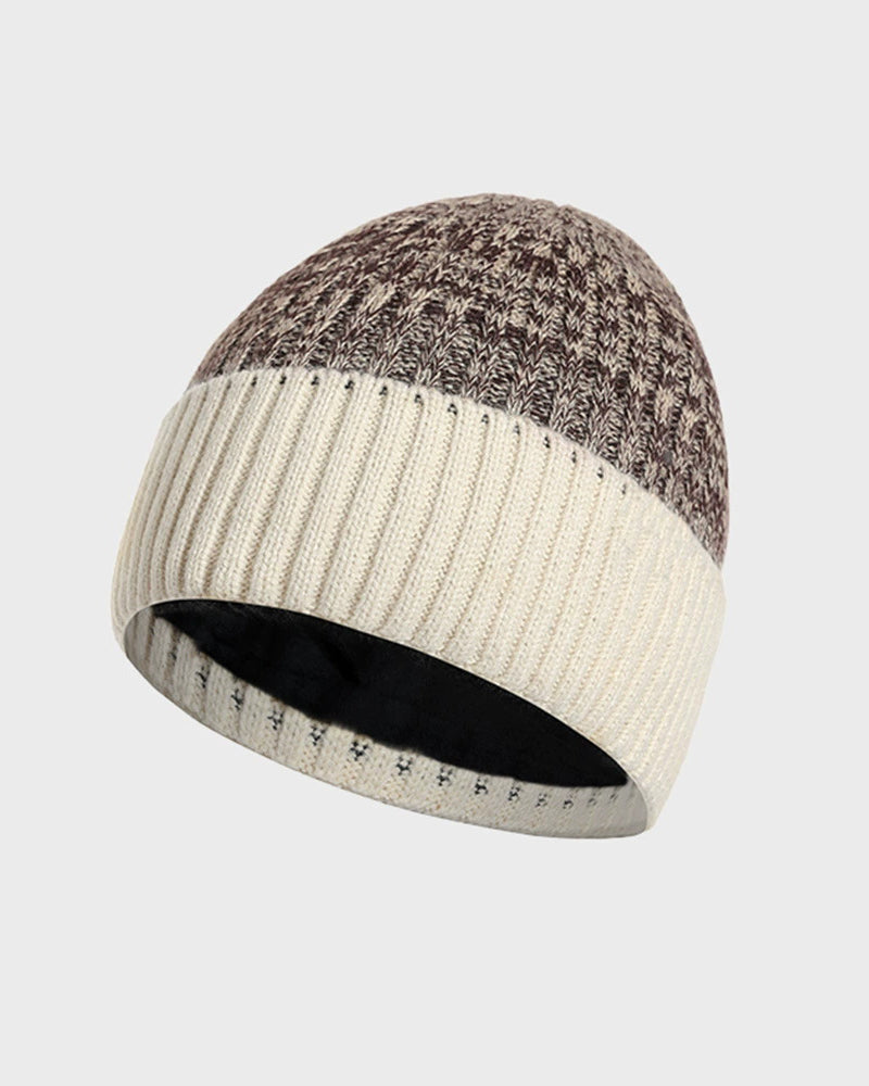 Double-layer Thickened Color Matching All-match Knit Hat