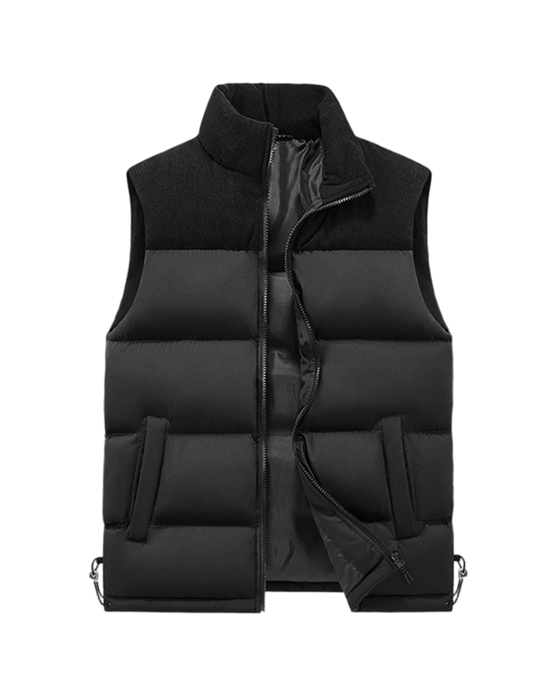 Big & Tall Men's Corduroy Colorblock Collar Vest Jacket S-5XL