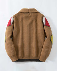 Big & Tall Men's Vintage Jacquard Laps Long Sleeve Cardigan Jacket M-3XL