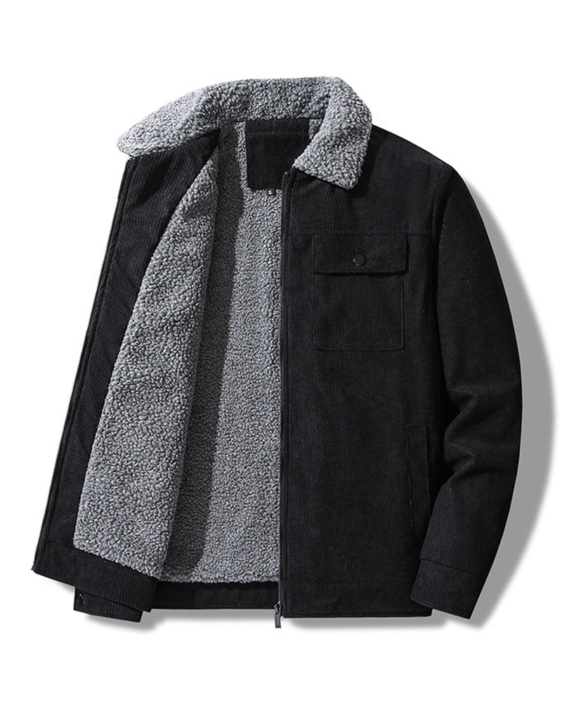 Big & Tall Men's Corduroy Thickened Lambskin Jacket Coat M-5XL